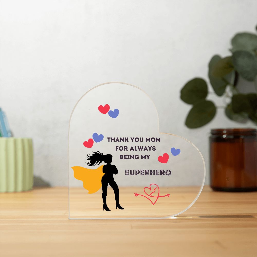 Thank you Mom - Heart Shaped Acrylic Plaque