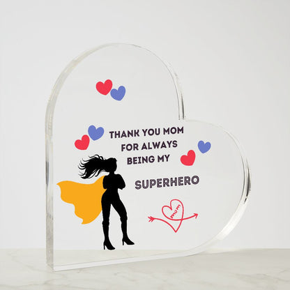 Thank you Mom - Heart Shaped Acrylic Plaque