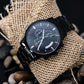 Mens Watch -Customizable Engraved Black Chronograph Watch
