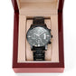 Mens Watch -Customizable Engraved Black Chronograph Watch
